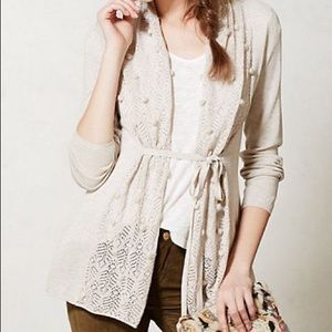 Anthropologie Knitted Knotted Kose Pom Pom bobble crochet cardigan